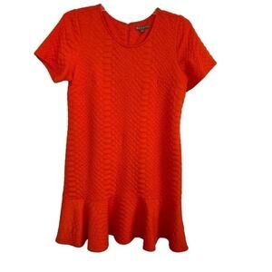 Sharagano orange textured flounce dress Size 14